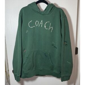 Coach Diary Script Heavyweight Hoodie Men's Hard To Find Size XL Green Pullover